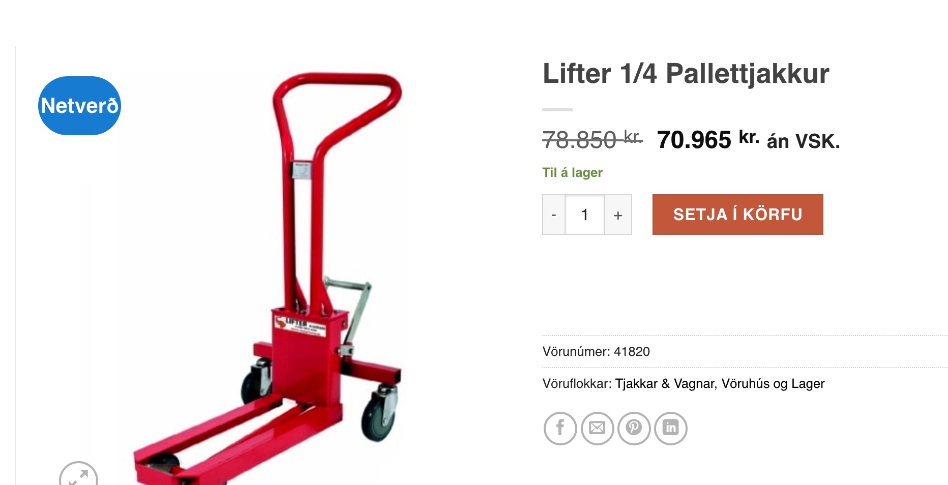 SELT / SOLD Lifter 1/4 Pallettjakkur 7