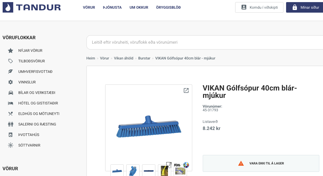 SELT / SOLD Ræstingarpakki frá Tandur 8