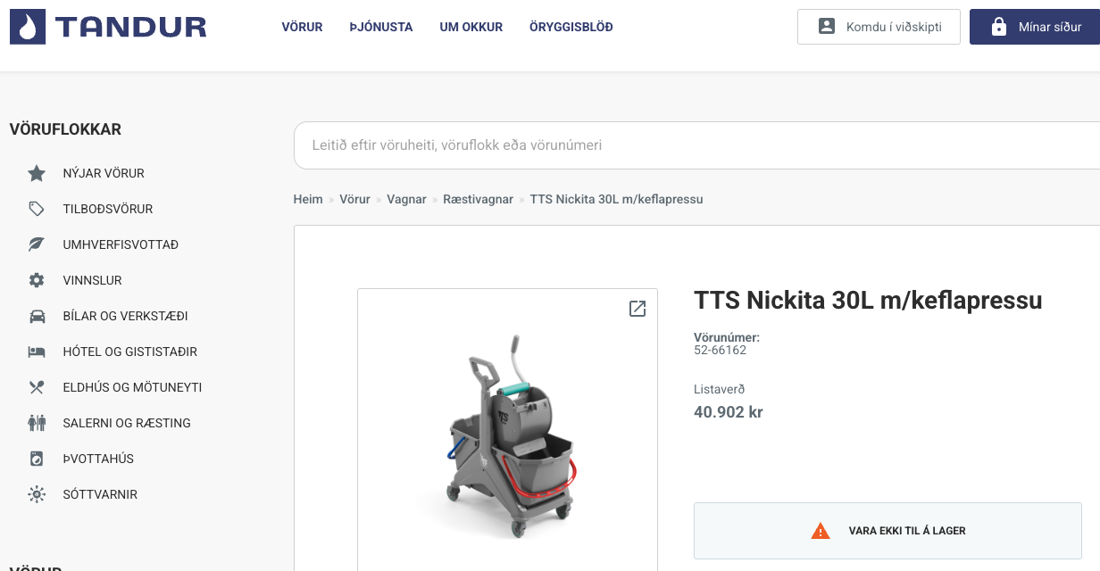 SELT / SOLD Ræstingarpakki frá Tandur 5
