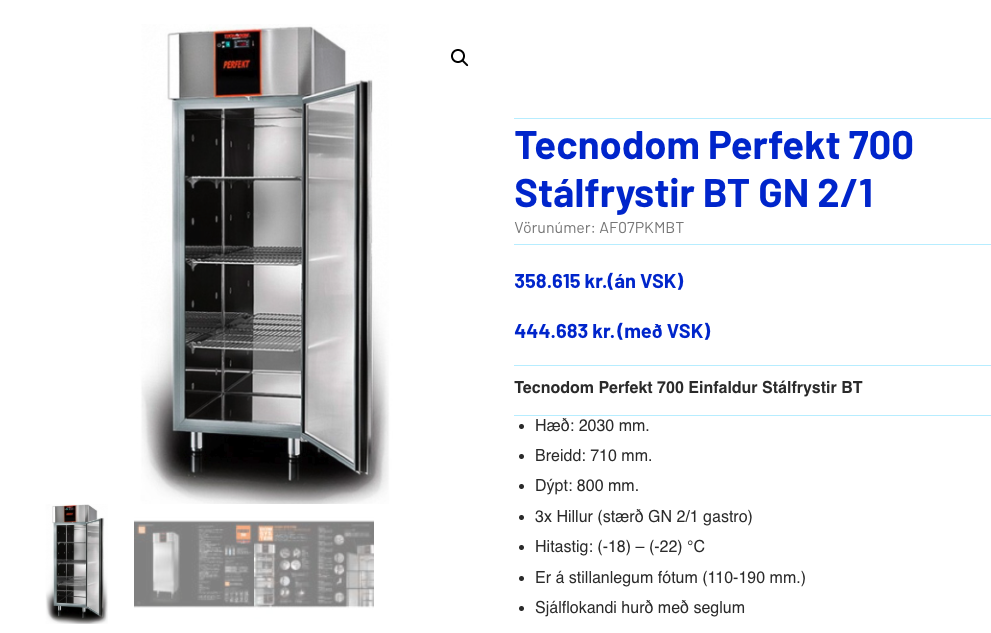 SELT / SOLD Tecnodom Perfekt 700 Stálfrystir frá BVT 3