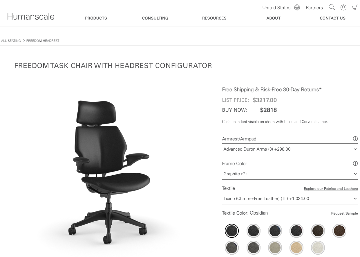 SELT / SOLD Humanscale skrifborðsstóll 10