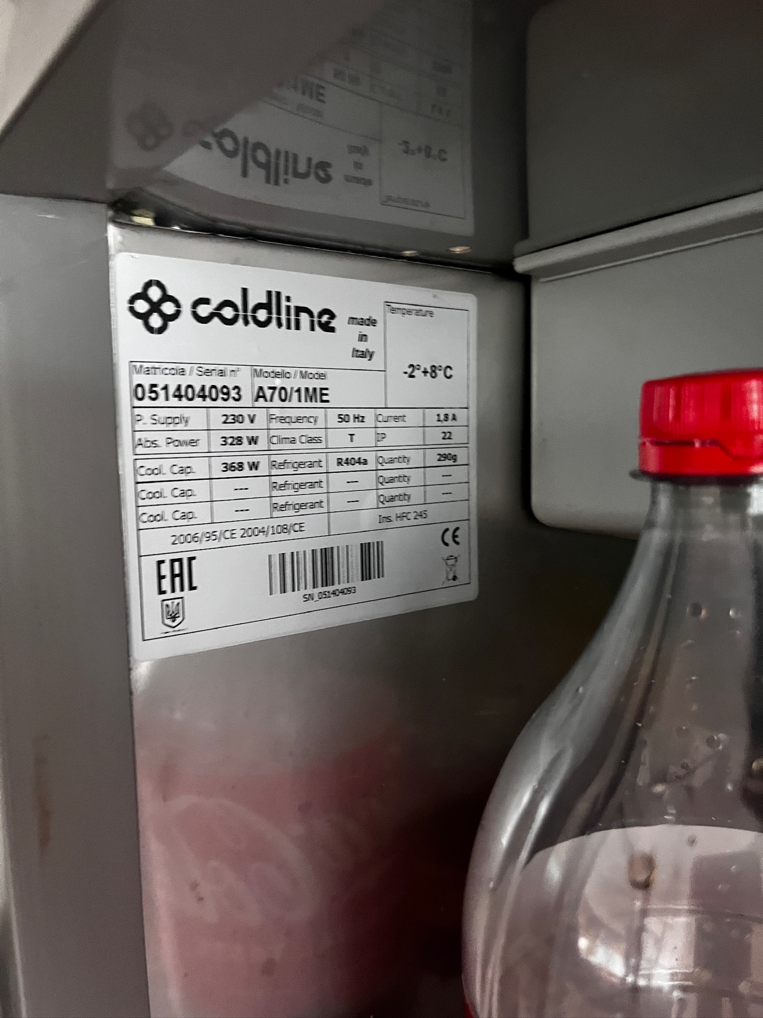 SELT / SOLD Coldline kæliskápur, 601L, H209 x B74 x D82 sm. 7