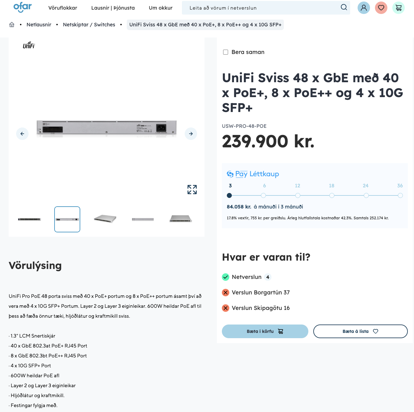 UniFi Pro PoE 48 porta sviss frá Ofar 4