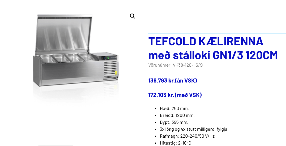 SELT / SOLD Tefcold kælirenna frá BVT, B120xD40sm. 7