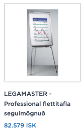 SELT / SOLD Legamaster tússtafla / flettitafla, segulmögnuð, H107xB71sm. 3