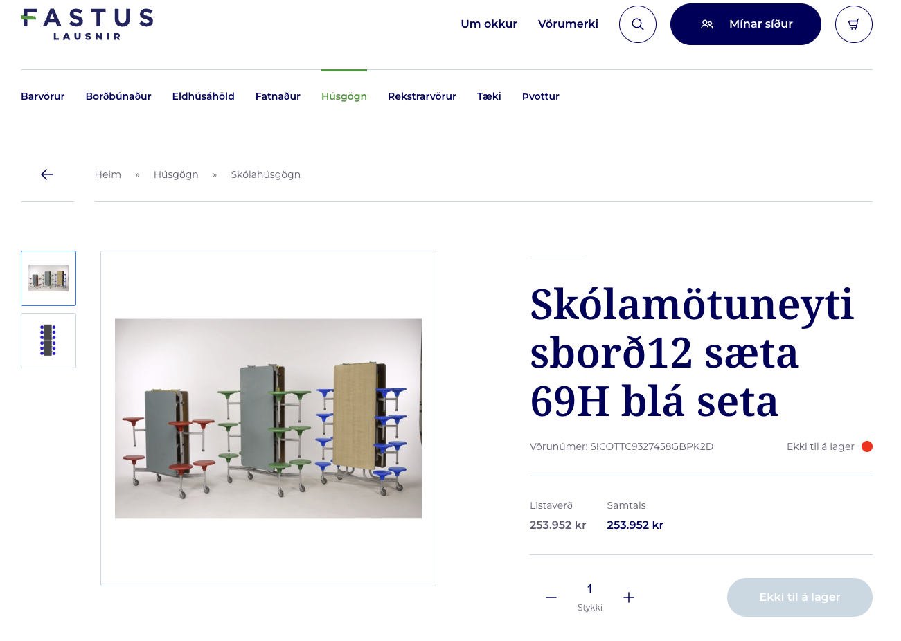 Mötuneytisborð felliborð/skóla/samkomsal - Fastus, 12 sæti (3 stk.) - Sk 10