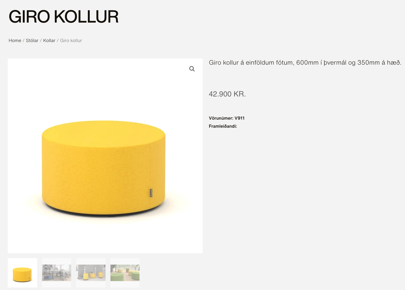 SELT / SOLD Narbutas kollur frá Sýrusson, H45xØ40 sm. 6