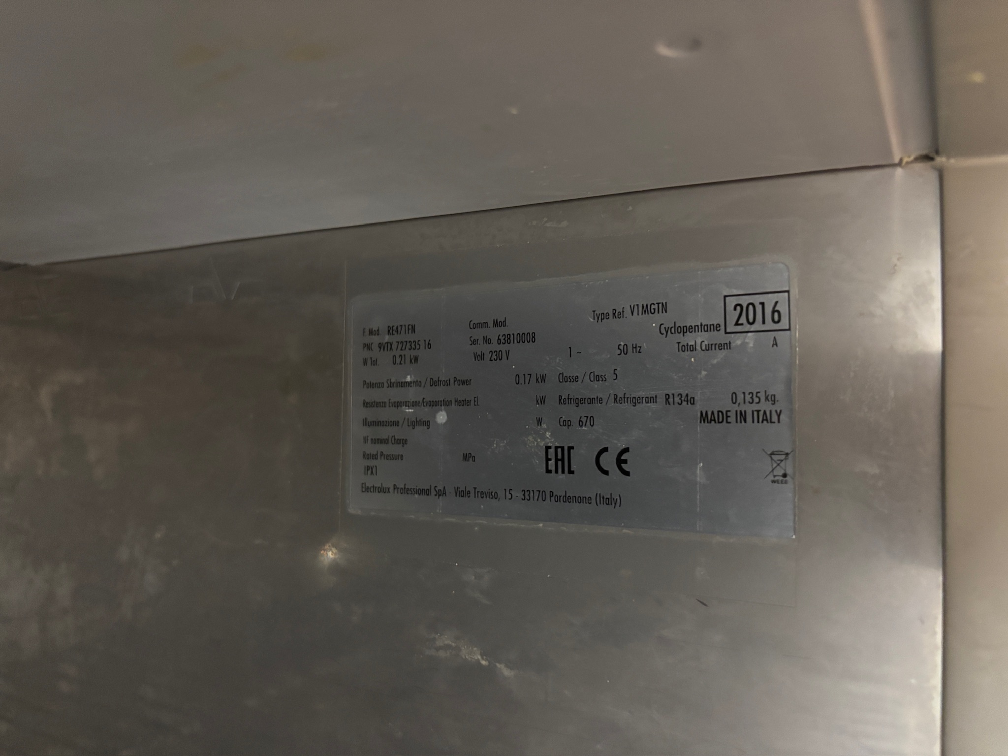 SELT / SOLD Electrolux kælir, H205 x B70 x D83 sm. 4
