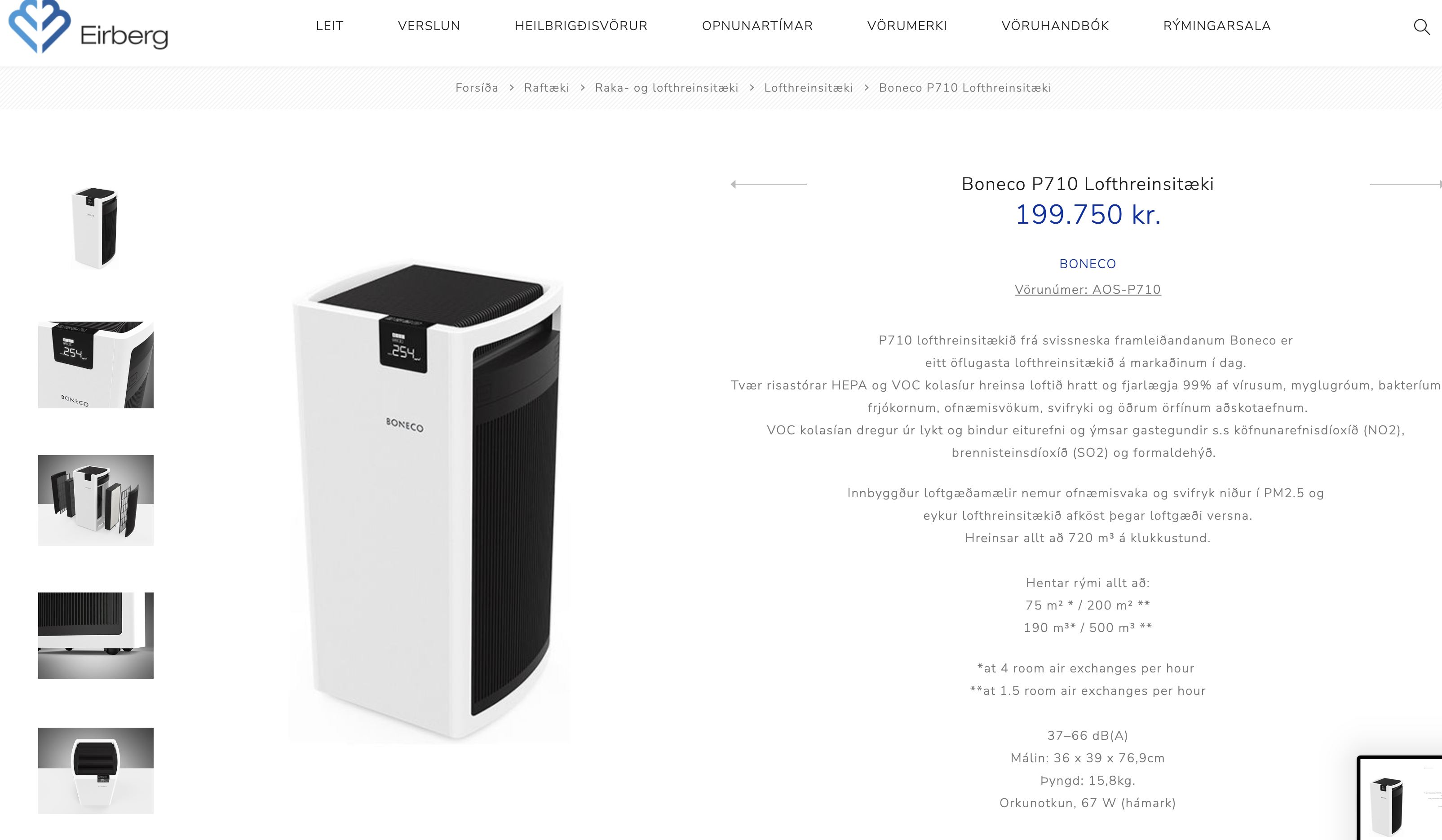 SELT / SOLD Boneco lofthreinsitæki frá Eirberg 8