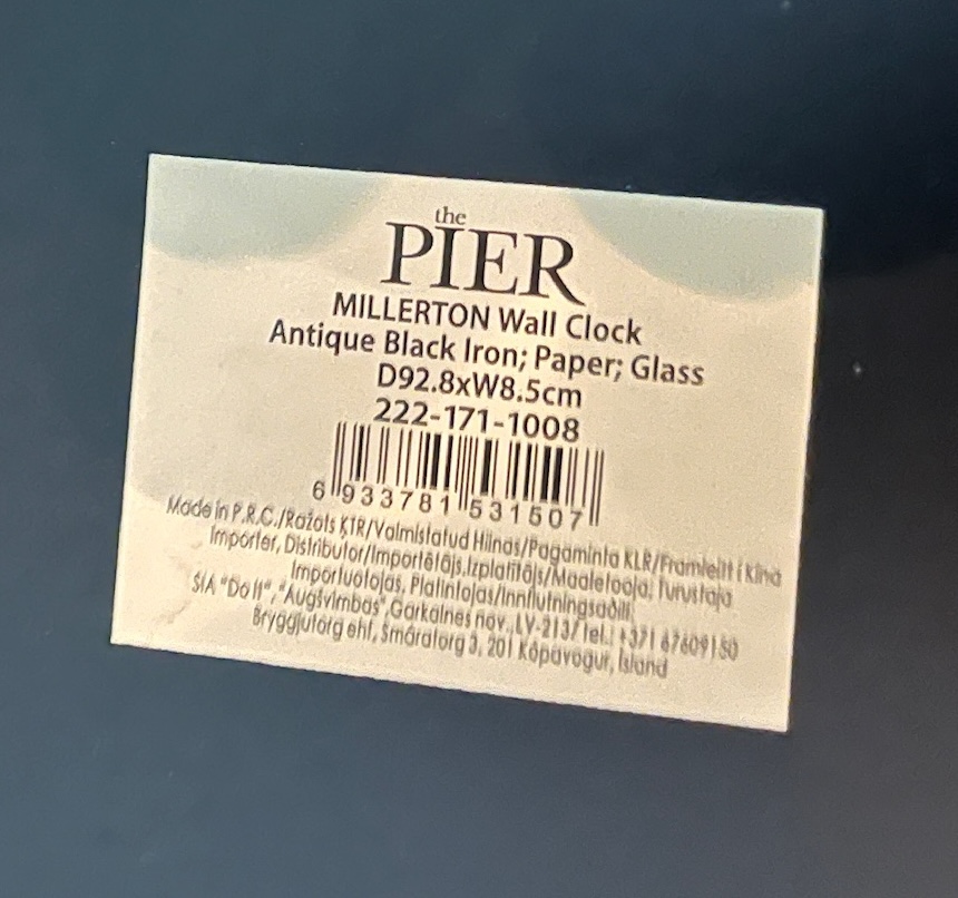 SELT / SOLD Millerton veggklukka frá Ilvu, B92,8 x D8,5 sm. 4