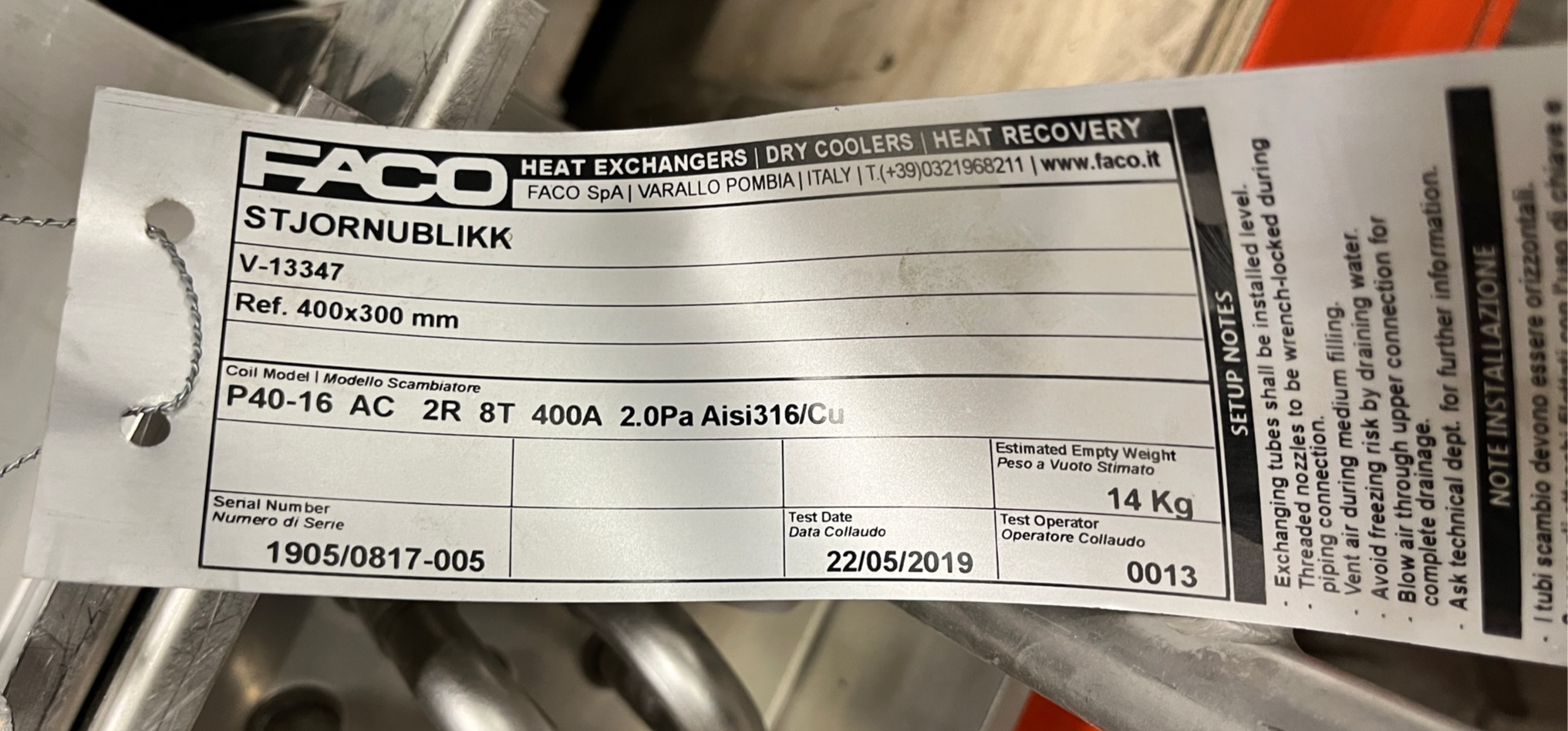 SELT / SOLD Varmaskiptir - Stjörnublikk - 16 bar. 9