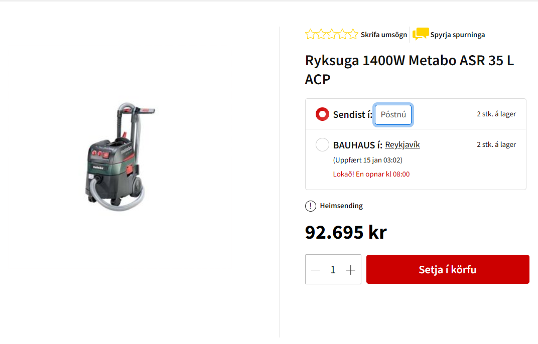 SELT / SOLD - Ryksuga Metabo ASR 35 ACP 8