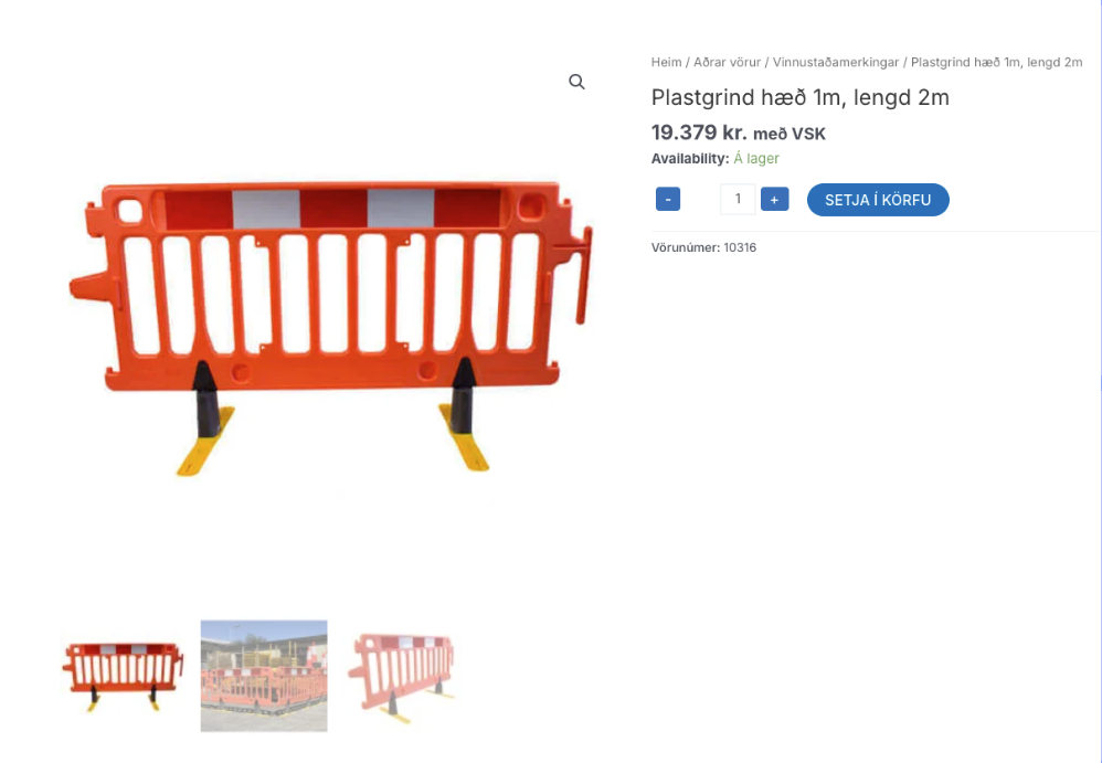 SELT / SOLD Öryggisgirðing Plast - Fálkinn-Ísmar - 12 stk. 4