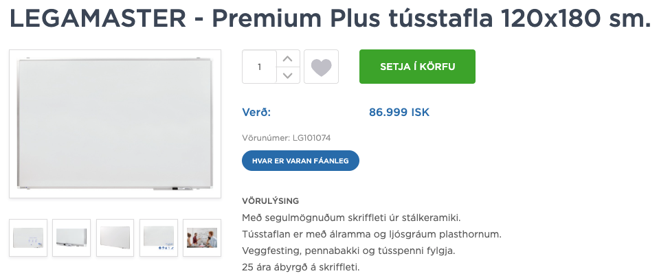 SELT / SOLD Legamaster tússtafla, B180xH120sm. 3