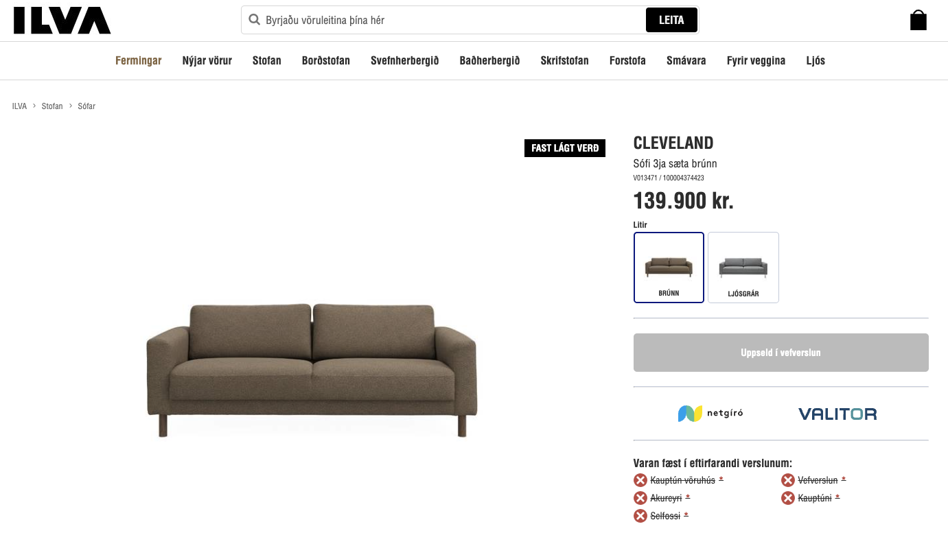 SELT / SOLD Cleveland sófi frá Ilvu, B208sm. 9