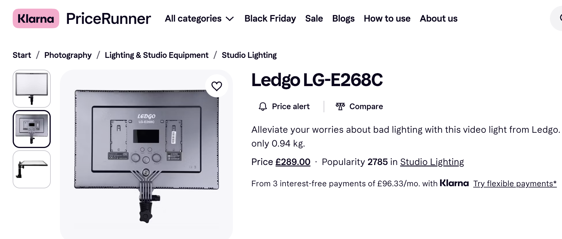 SELT / SOLD LEDGO LG-E268C ljós með statífi - PLAY 5