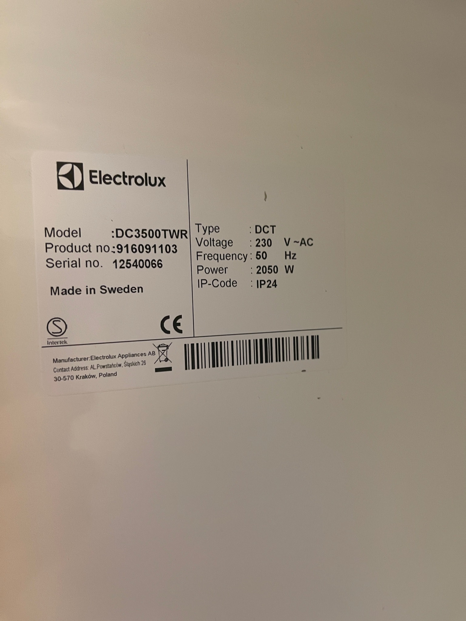 SELT / SOLD Þurrkskápur frá Electrolux 185 x 60 x 62 sm. 6