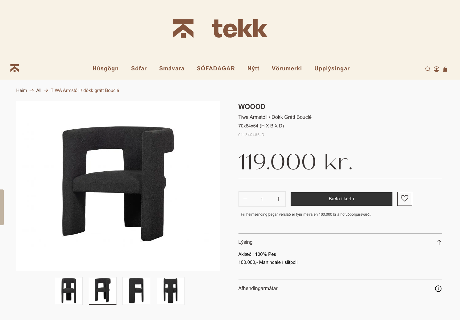 SELT / SOLD - Woood armstóll frá Tekk - PLAY 9