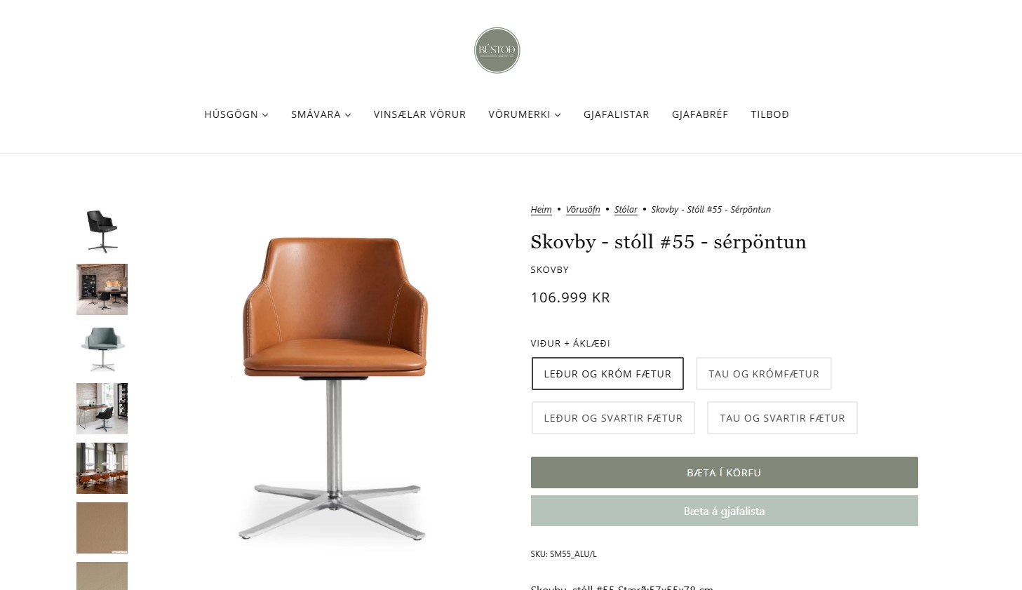 SELT / SOLD Skovby - leðurstóll #55 - sérpöntun - Bústoð 2 stk. 2
