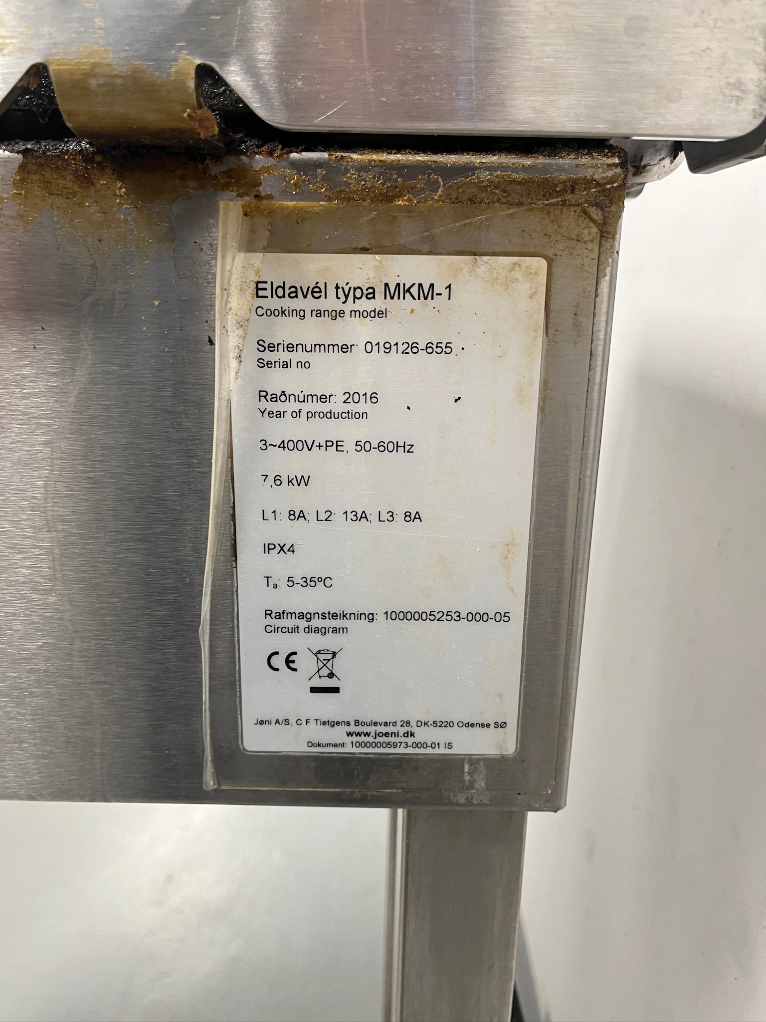 SELT / SOLD Jöni Foodline helluborð, B37;x D66;x H91;sm. 8