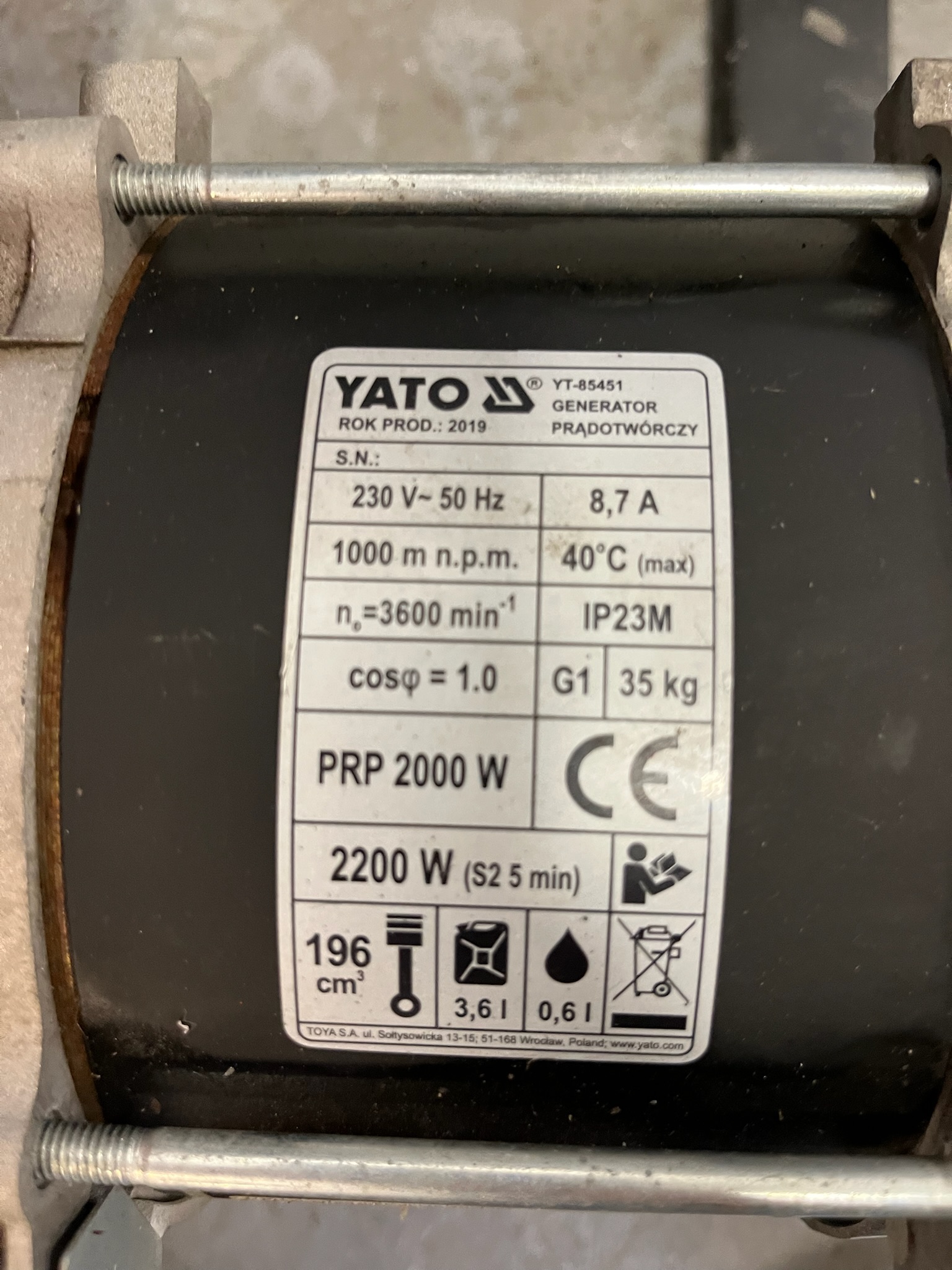 SELT / SOLD Yato rafstöð frá Verkfærasölunni 6