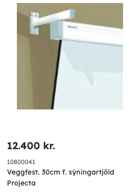 SELT / SOLD Projecta sýningartjald með veggfestingu frá Ofar, B245xH180sm. 4