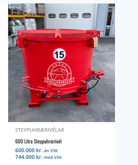 SELT / SOLD - 600 lítra Steypuhrærivél / áburðarhærivél f. kalk - 2