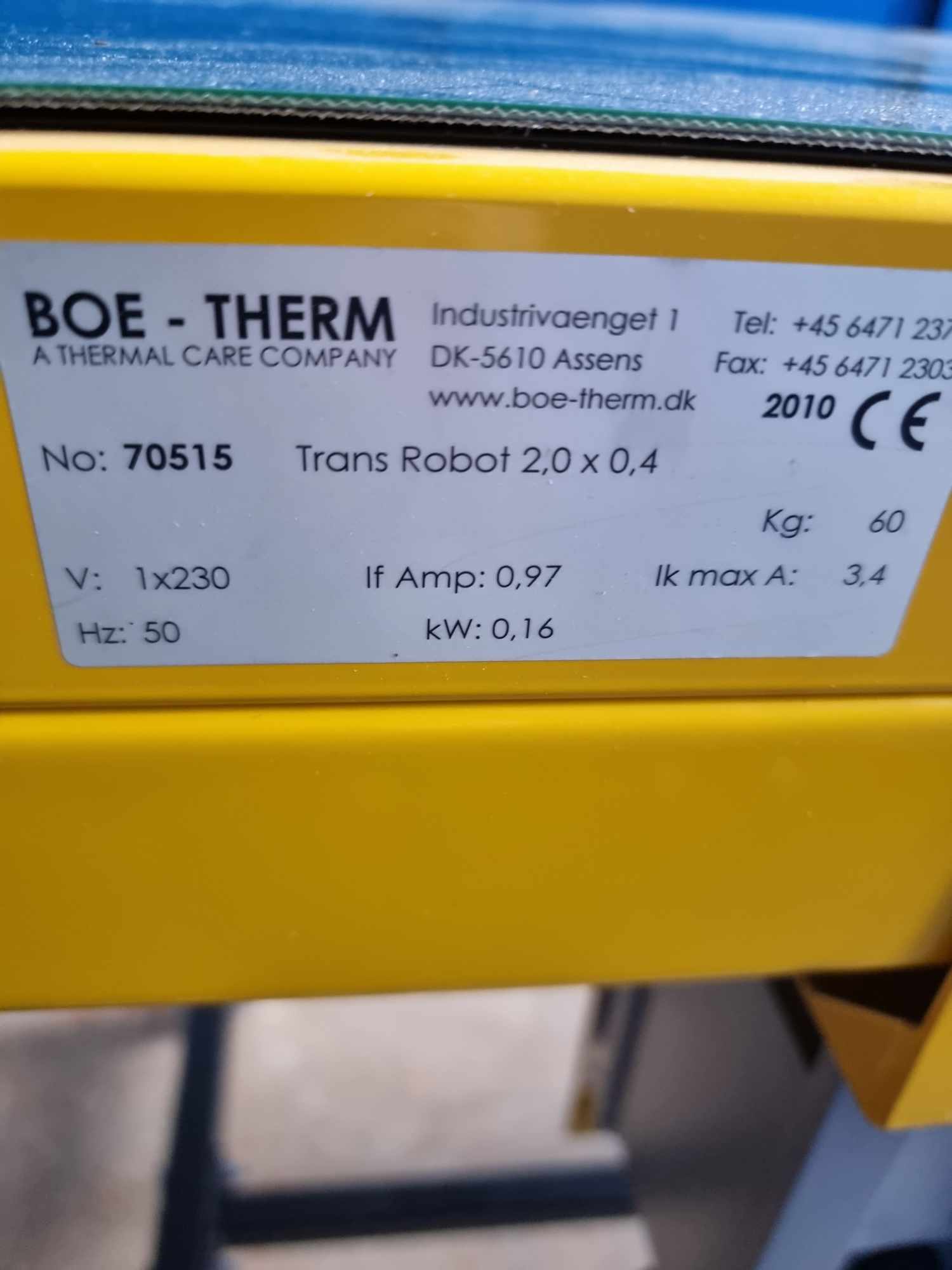 SELT / SOLD Boe-Therm Trans Robot færiband - 2m x 40sm 5