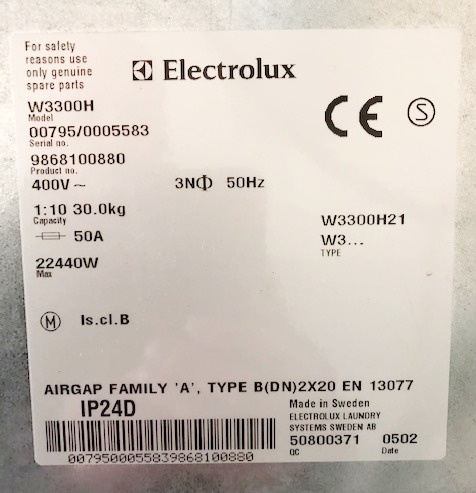 SELT / SOLD -Electrolux iðnaðarþvottavél 30kg W3300H 6
