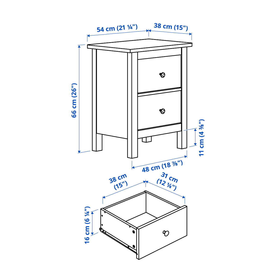 SELT / SOLD IKEA kommóða, H66 x B54 x D38 sm. 4