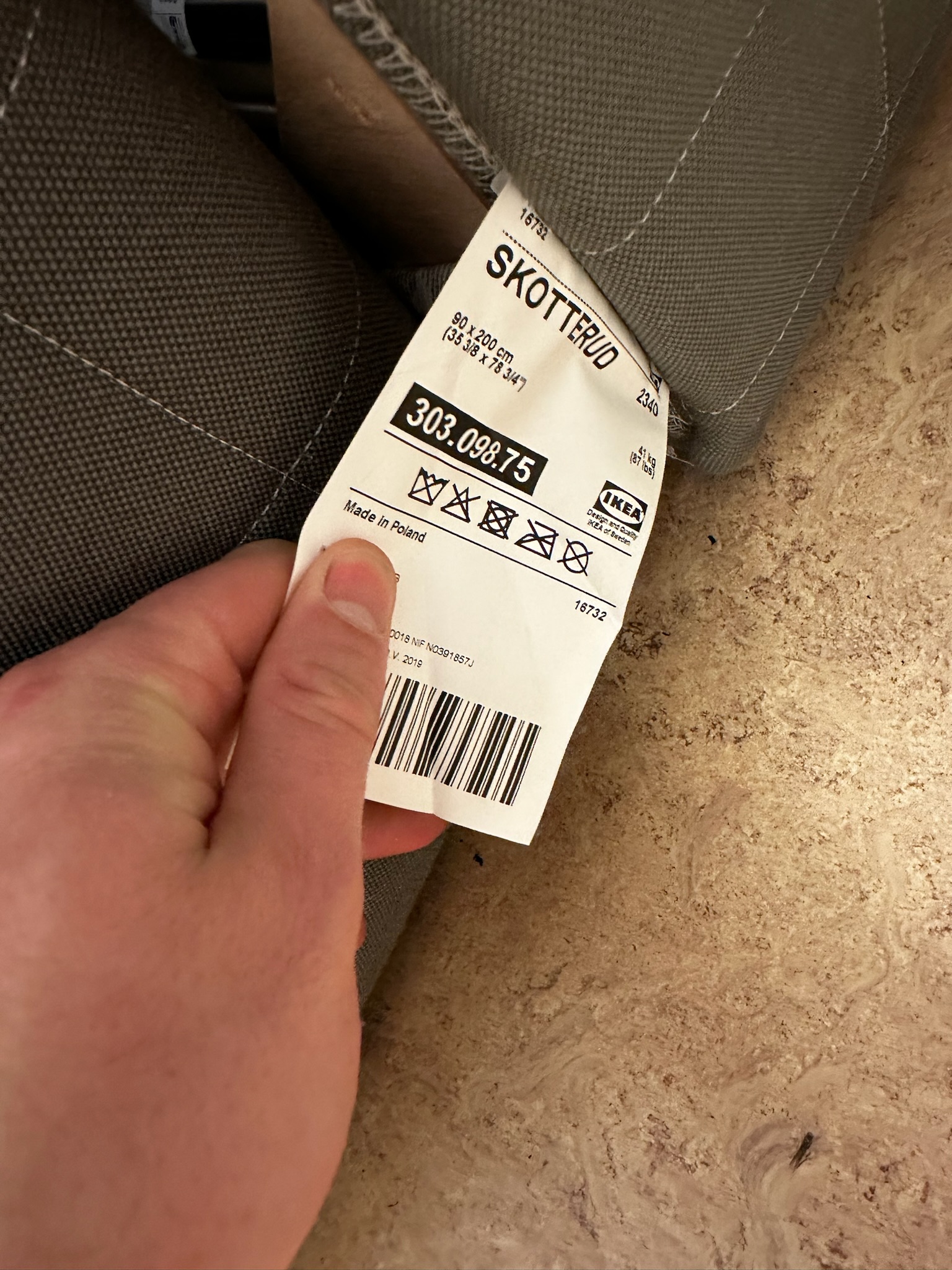 SELT / SOLD IKEA boxdýna, L200 x B90 sm. 2