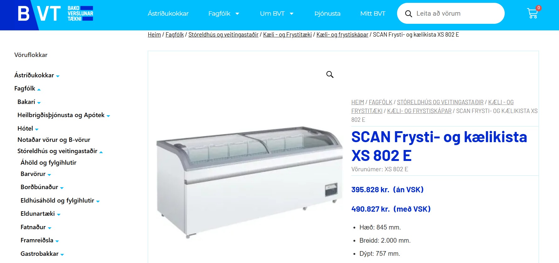 SELT / SOLD Scancool Frysti- og kælikista - 700 lítra B200 D75 sm. BAKO BVT 2