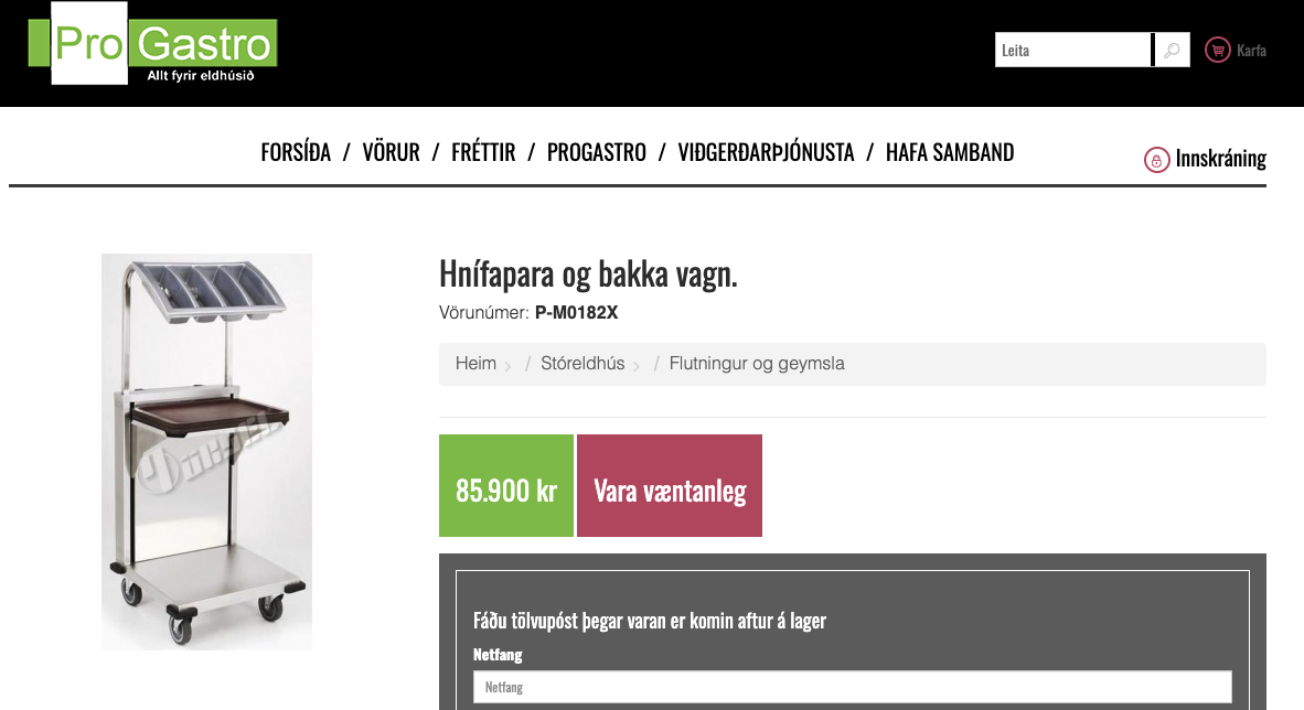 Hnífapara og bakka vagn frá ProGastro 8