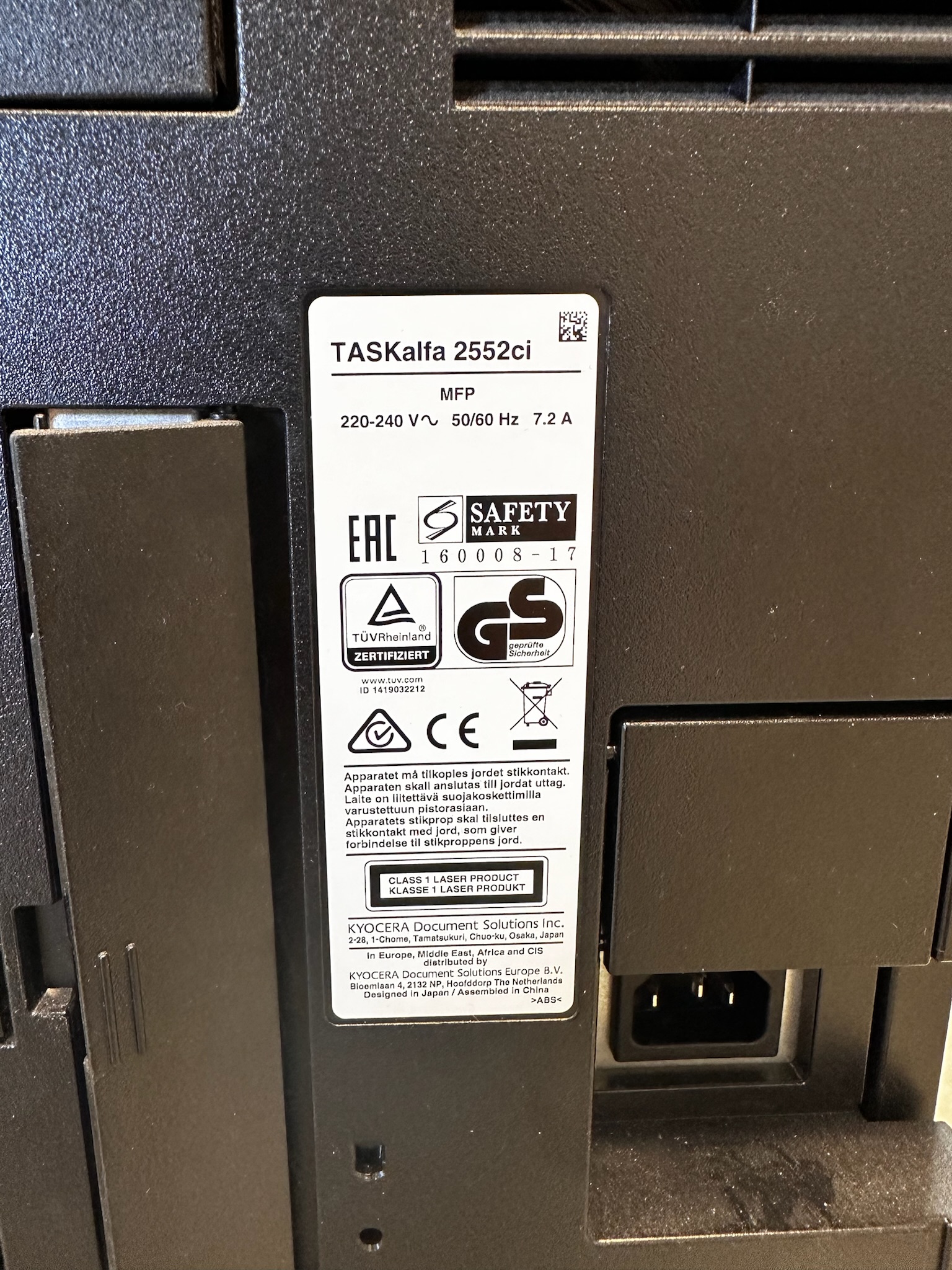 Kyocera prentari TASKalfa 2552ci 9