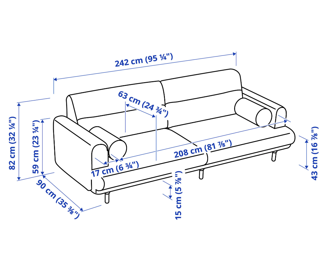 SELT / SOLD IKEA sófi, 3ja sæta 3