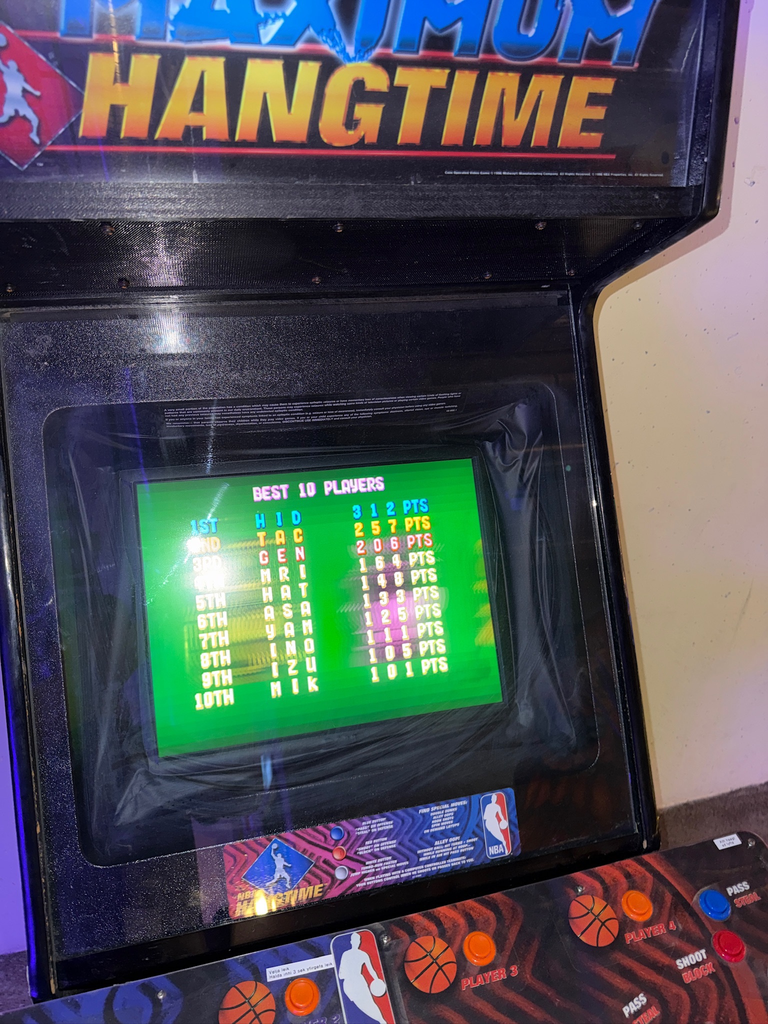 SELT / SOLD Midway NBA Maximum Hangtime spilakassaskápur (1996) 5
