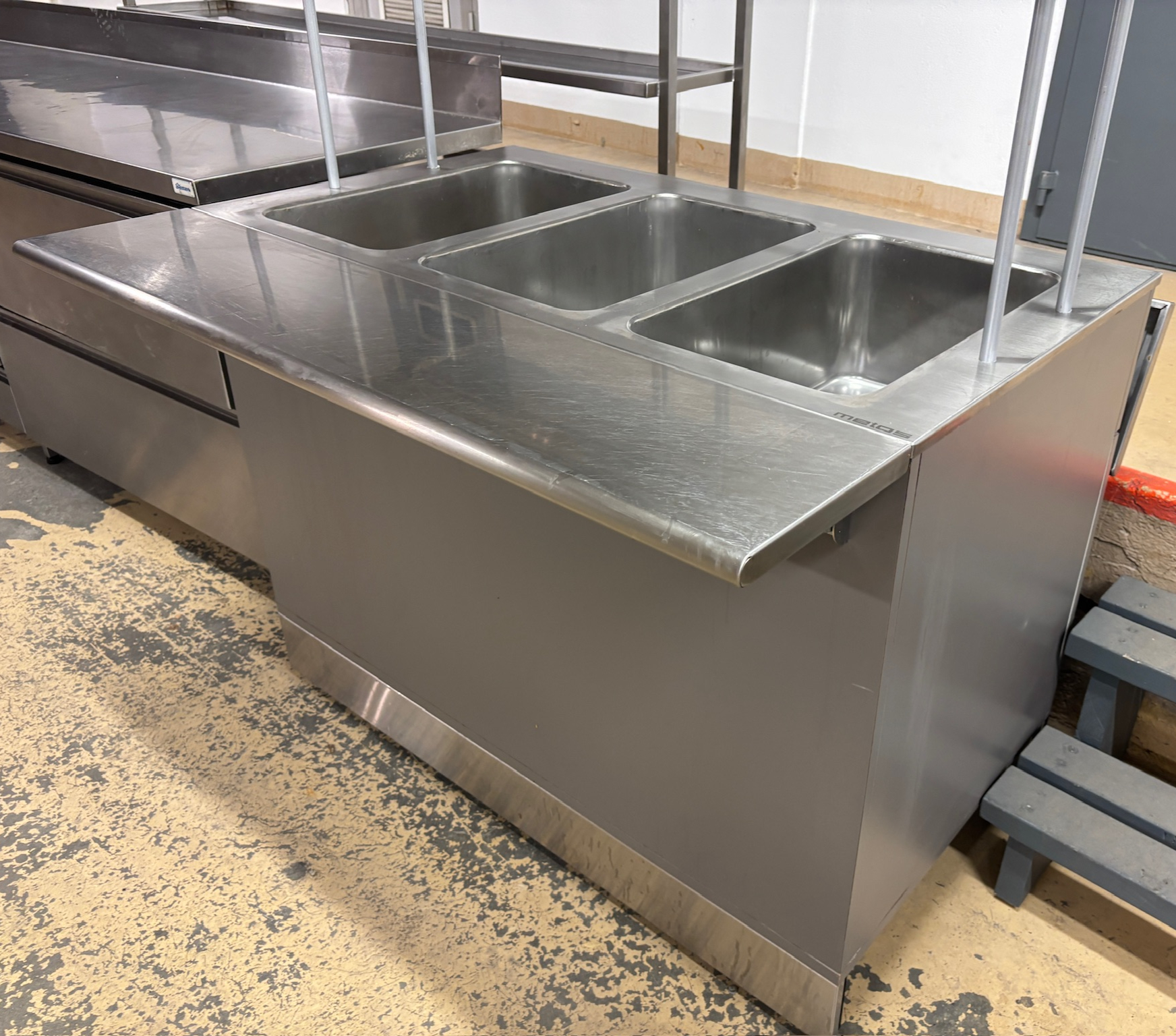 SELT / SOLD Metos gastroborð með hnerrivörn B120xD65/115xH90/128 sm. 2