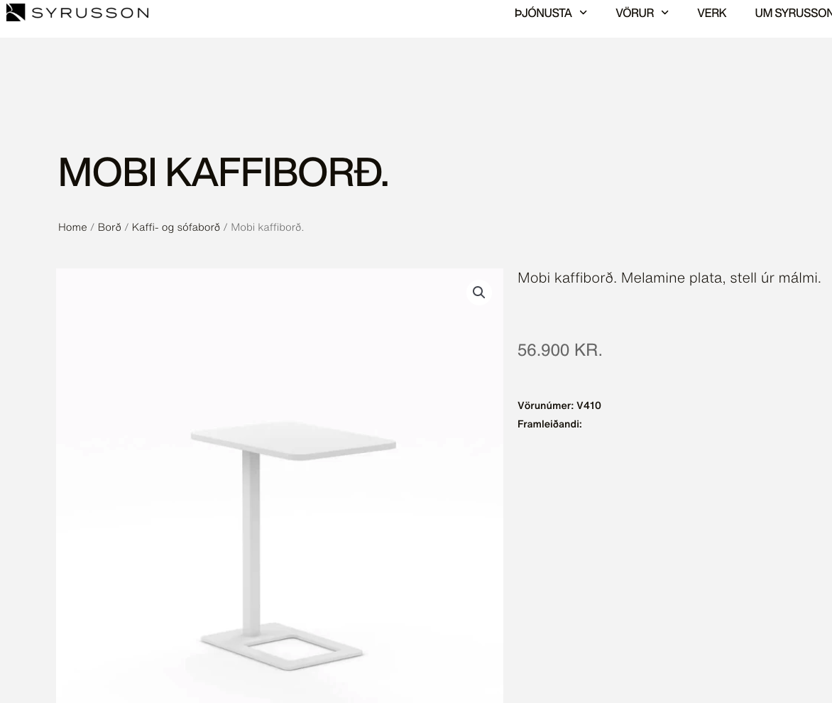 SELT / SOLD Mobi sófaborð frá Sýrusson, D50xB40xH62sm. 9
