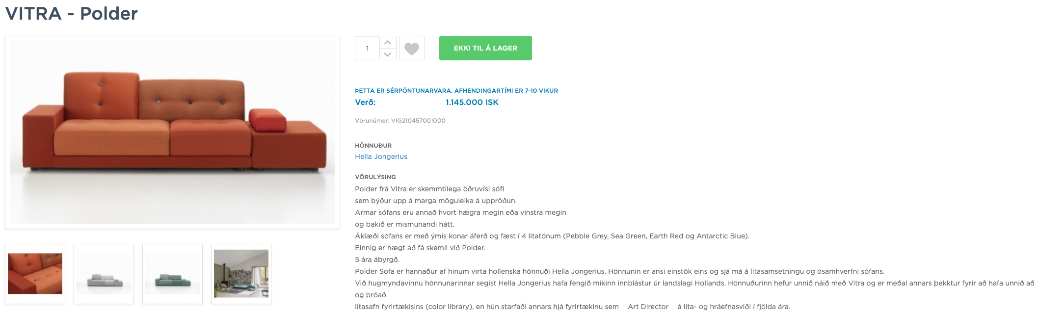 SELT / SOLD Vitra Polder sófi frá Pennanum 3