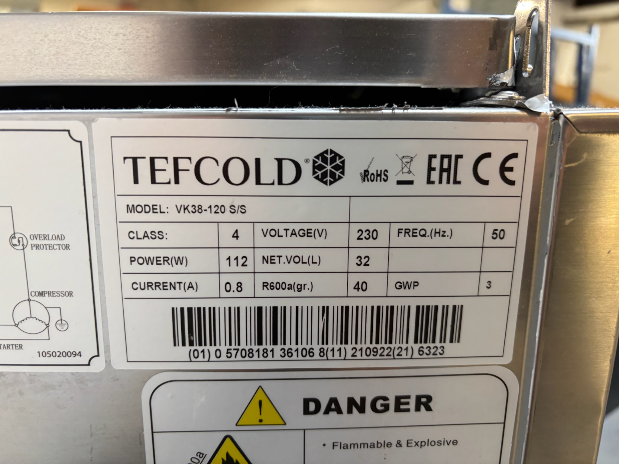 SELT / SOLD Tefcold kælirenna frá BVT, B120xD40sm. 6
