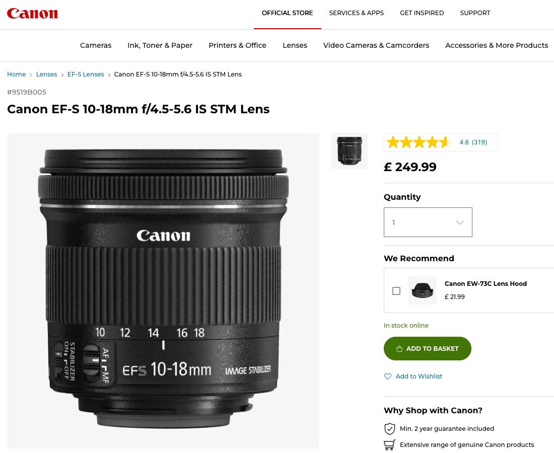 SELT / SOLD Canon EF-S 10-18mm linsa ónotuð 5