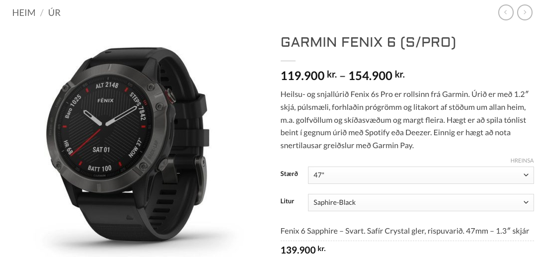 SELT / SOLD Garmin Fenix 6X heilsuúr 9
