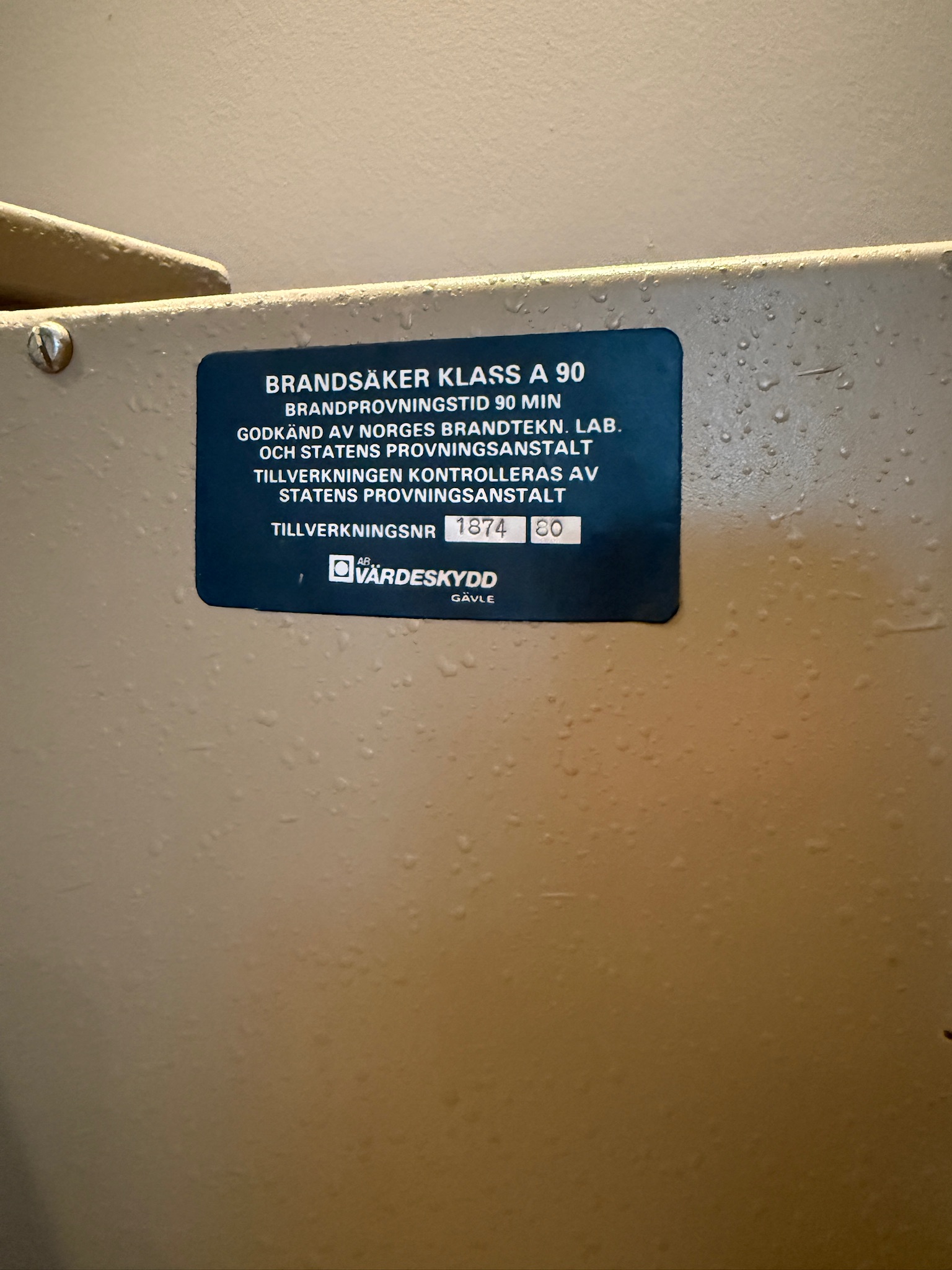 SELT / SOLD - Skandex verðmætaskápur, eldvarinn í 90 min., H175xB68xD60sm. 7