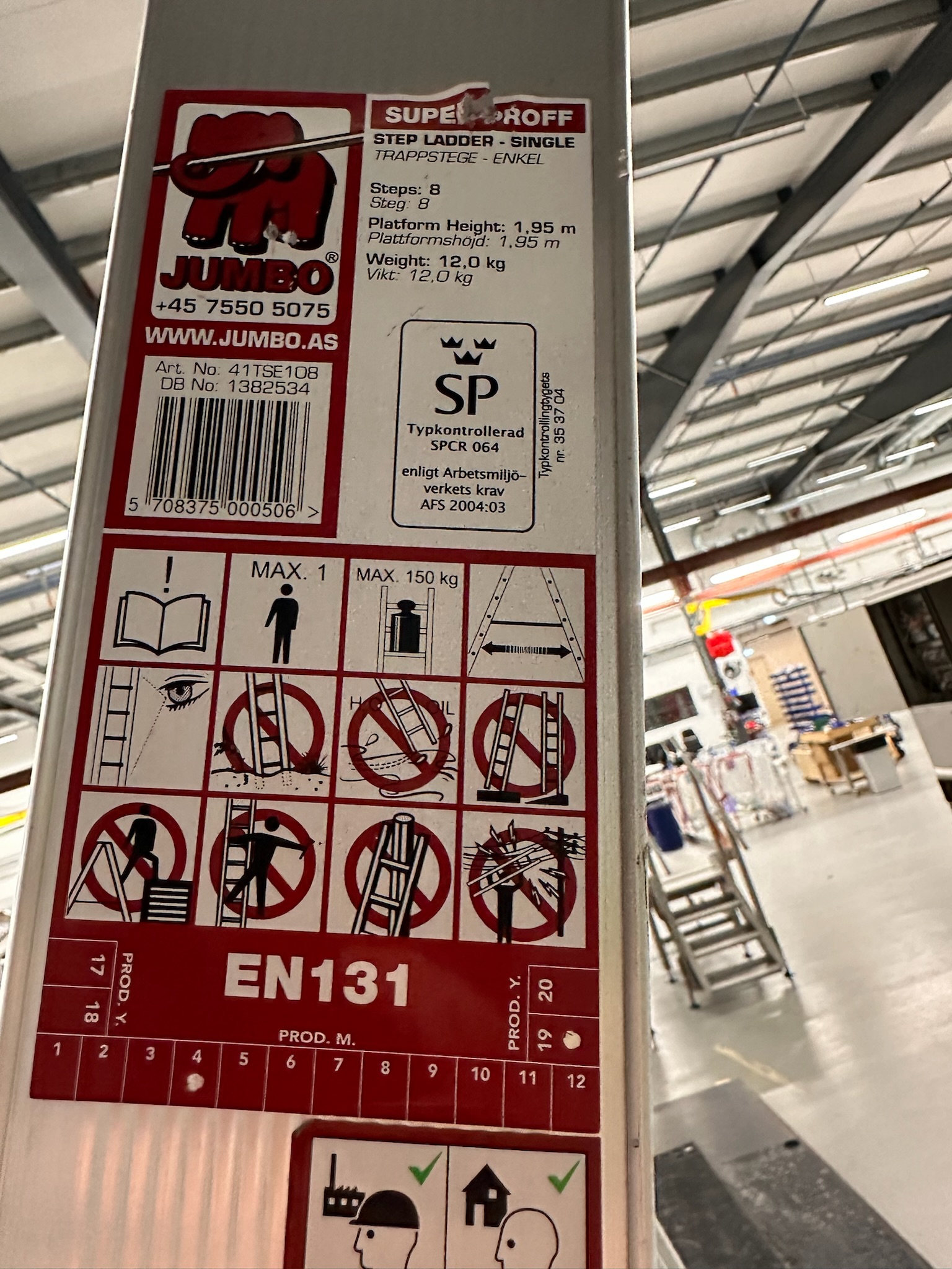 SELT / SOLD - Áltrappa, 8 þrep Jumbo, 150 kg, H195sm. (2 stk.) 4