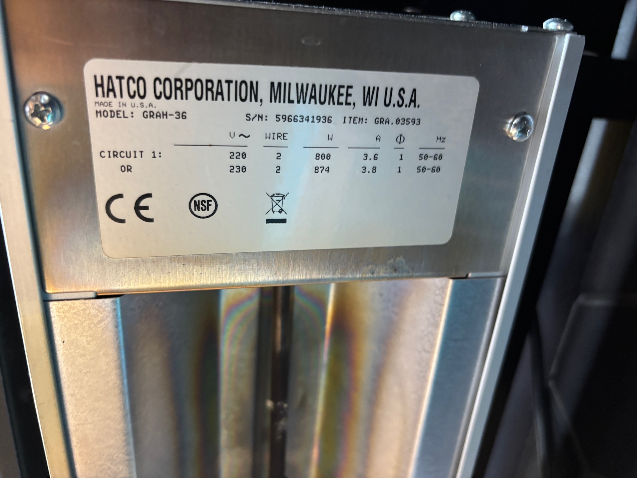SELT / SOLD Hatco hitalampi, B91xD15sm. 6