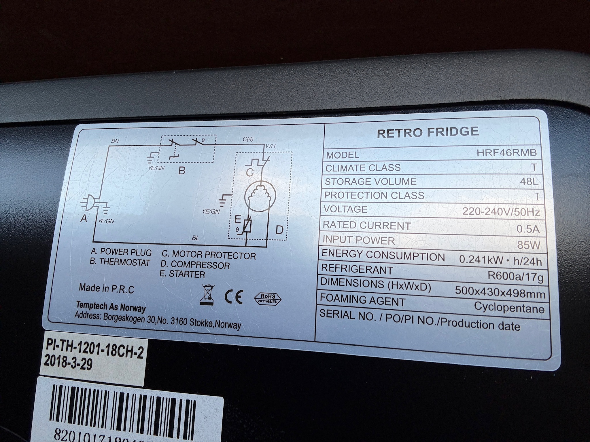 SELT / SOLD Temptech Retro kæliskápur 6