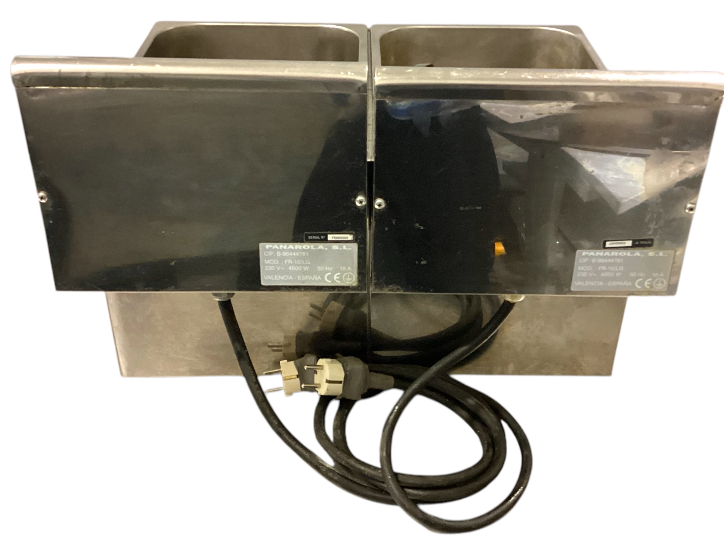 SELT / SOLD Tvöfaldur djúpsteikingarpottur Infrico 2 x 10L 3
