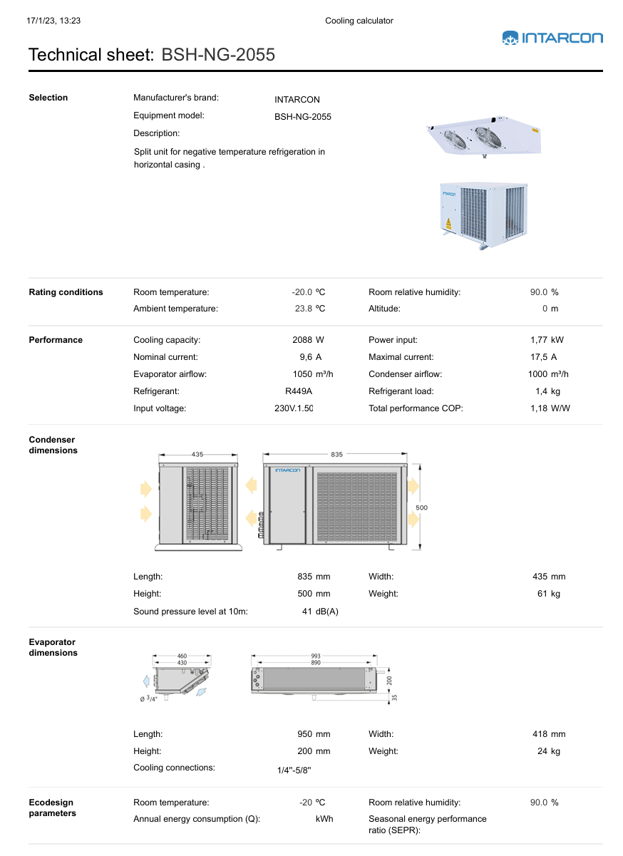 INTARCON BSH-NG-2055 kæli/frystivifta og pressa ónotað 4