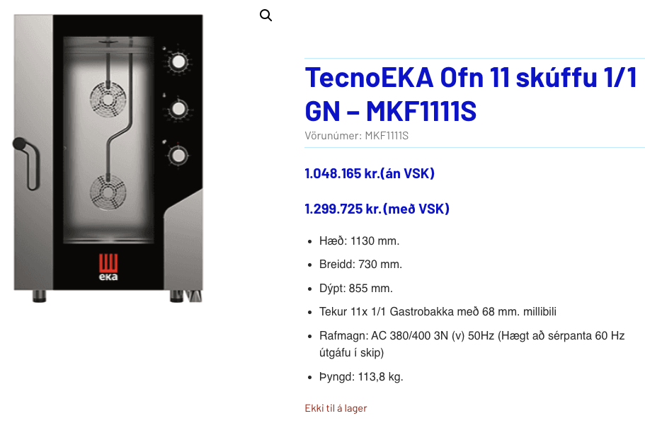 SELT / SOLD TecnoEKA gufuofn á standi frá BVT, 11 skúffur 8
