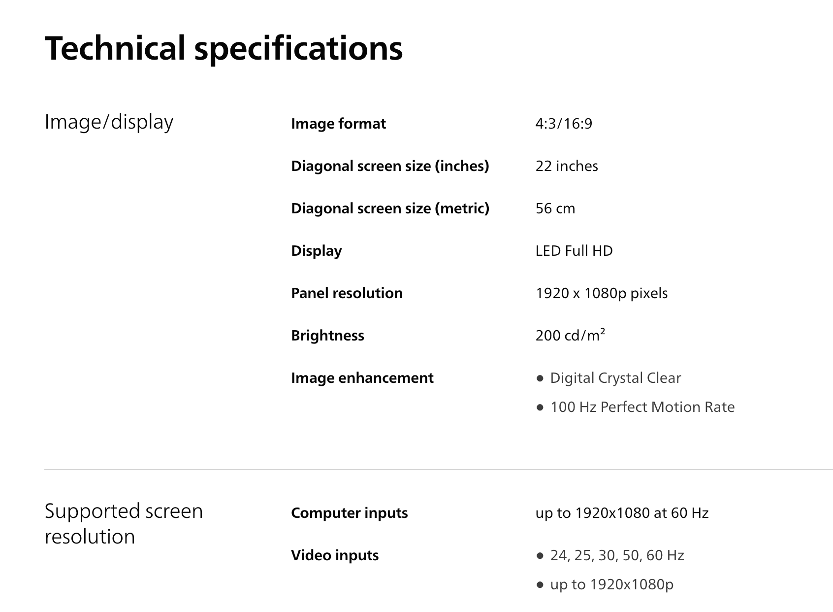 SELT / SOLD Philips flatskjár með armi, Full HD LED TV, 22" 9